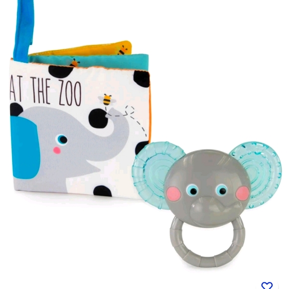 Spark Create Imagine Infant Toys Soft Elephant Crinkle Book & Teether Gi… - Picture 1 of 4